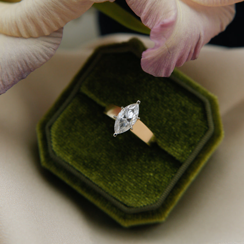 1980s 10K Moissanite Marquise Ring | Size 6.5