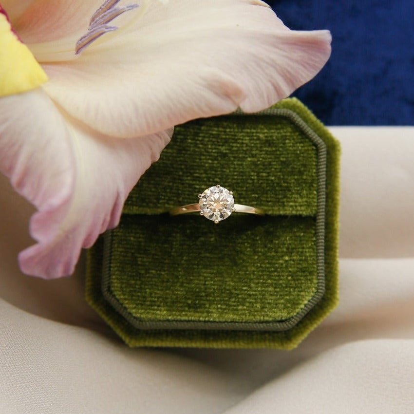 Vintage Gold Ring with Champagne Moissanite Restored by Milwaukee Jewelry Shop Cival Collective 