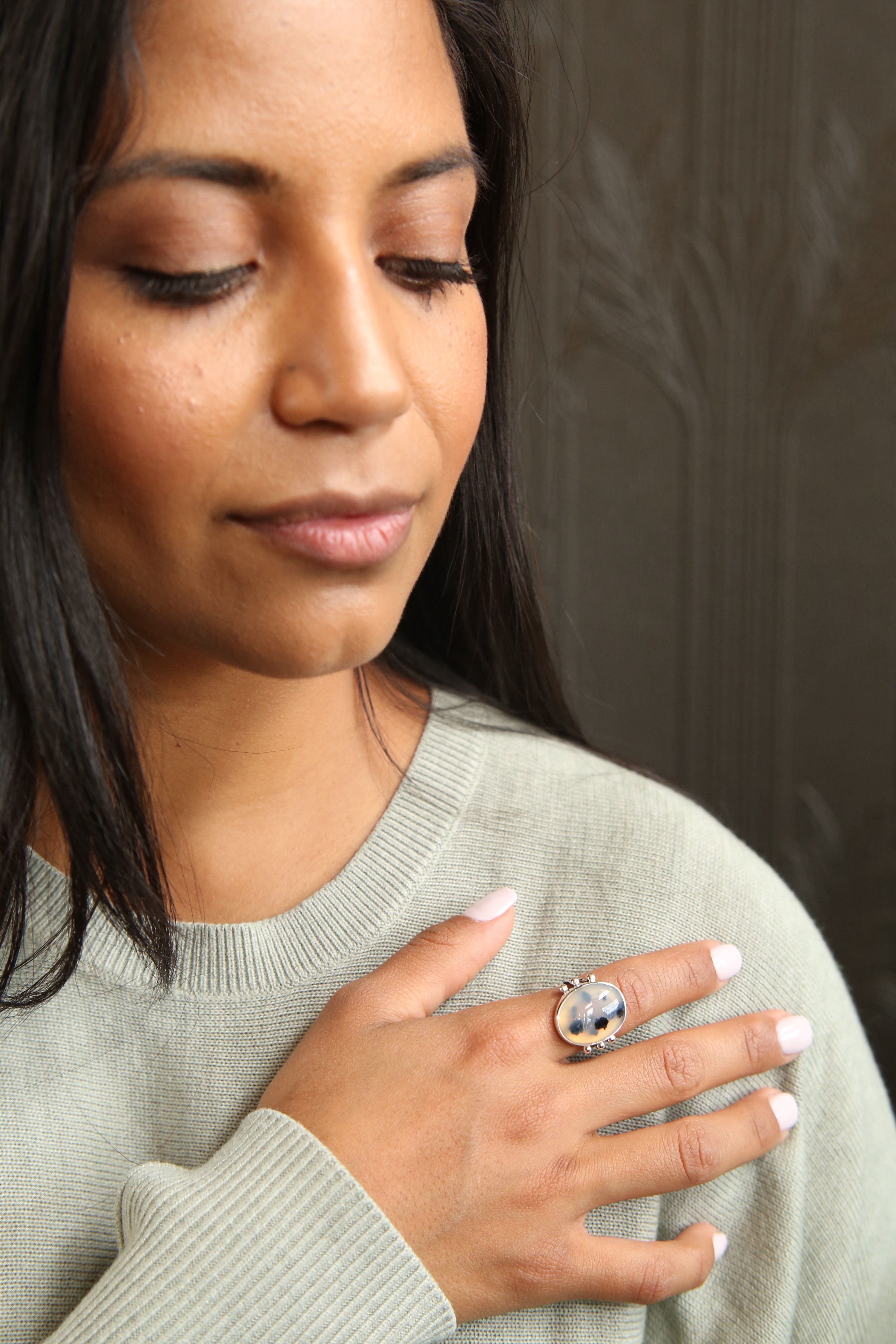 Dendritic Agate Ring | Size 6