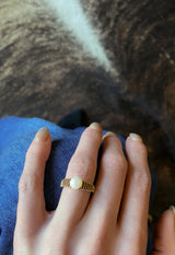 SALE| 1960's 10k Mod Solitaire with Natural Pearl | Sz 6.5