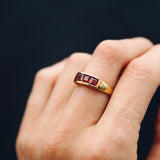 Vintage 18k Gold & Red Tanzanite Ring | Sz 8