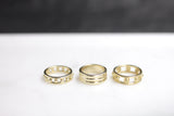 Cival Collective Jewelry design studio and boutique handmade designs. Modern cast brass ring. Classic design by Milwaukee, WI artists. Patterned stacking rings are comfortable and easy to wear.