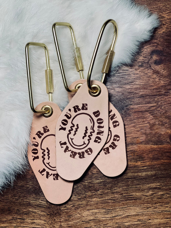 Leather Key Chain - You're Doing Great  | Jackalope Milk