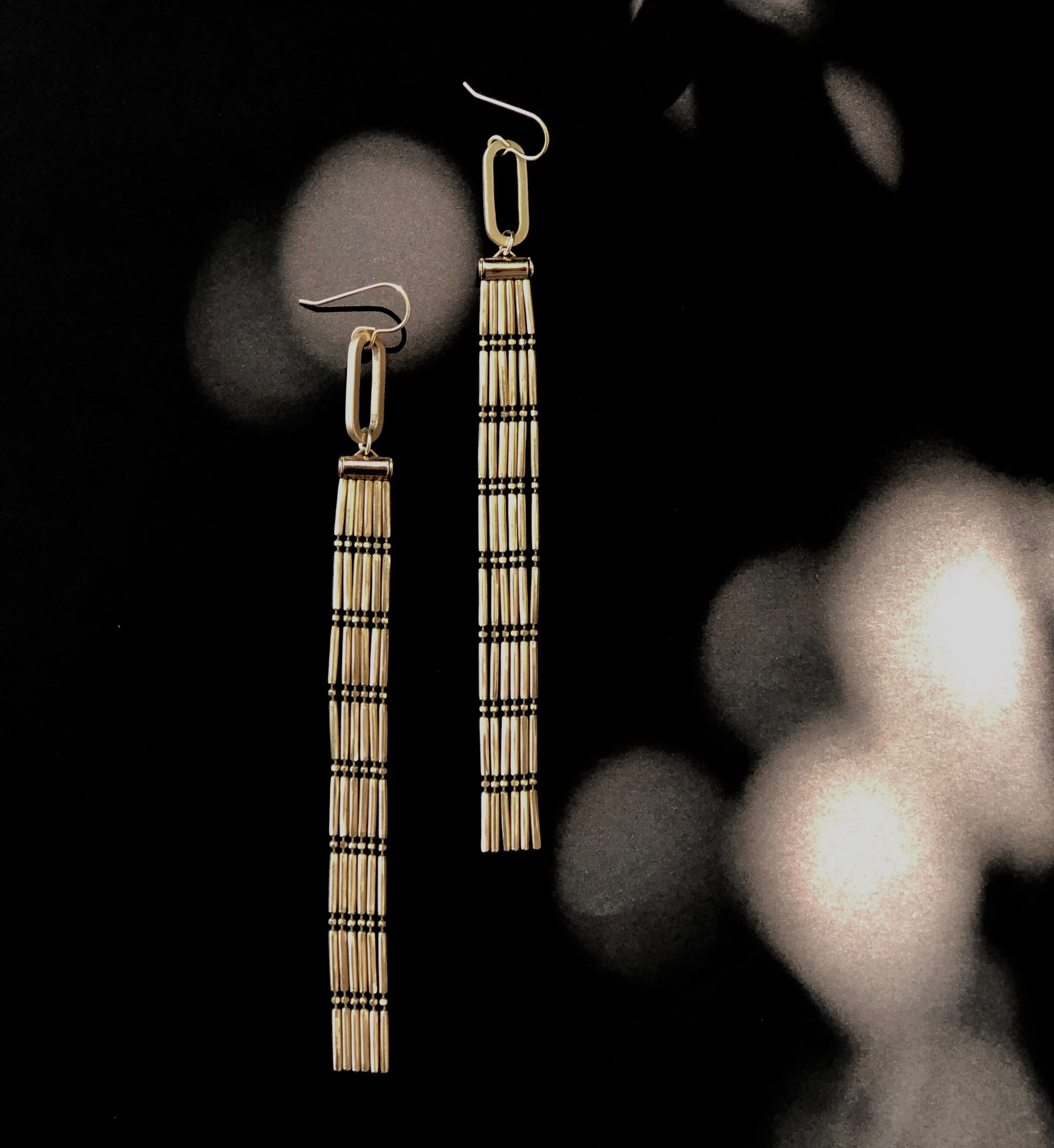 long cascade fringe holiday earrings 