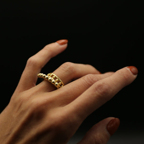Cival Collective designed cast brass ring, stacking brass ring kelly on model 