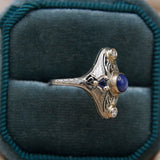 1920's 14k Deco Sapphire & Diamond Ring | Sz 4.5