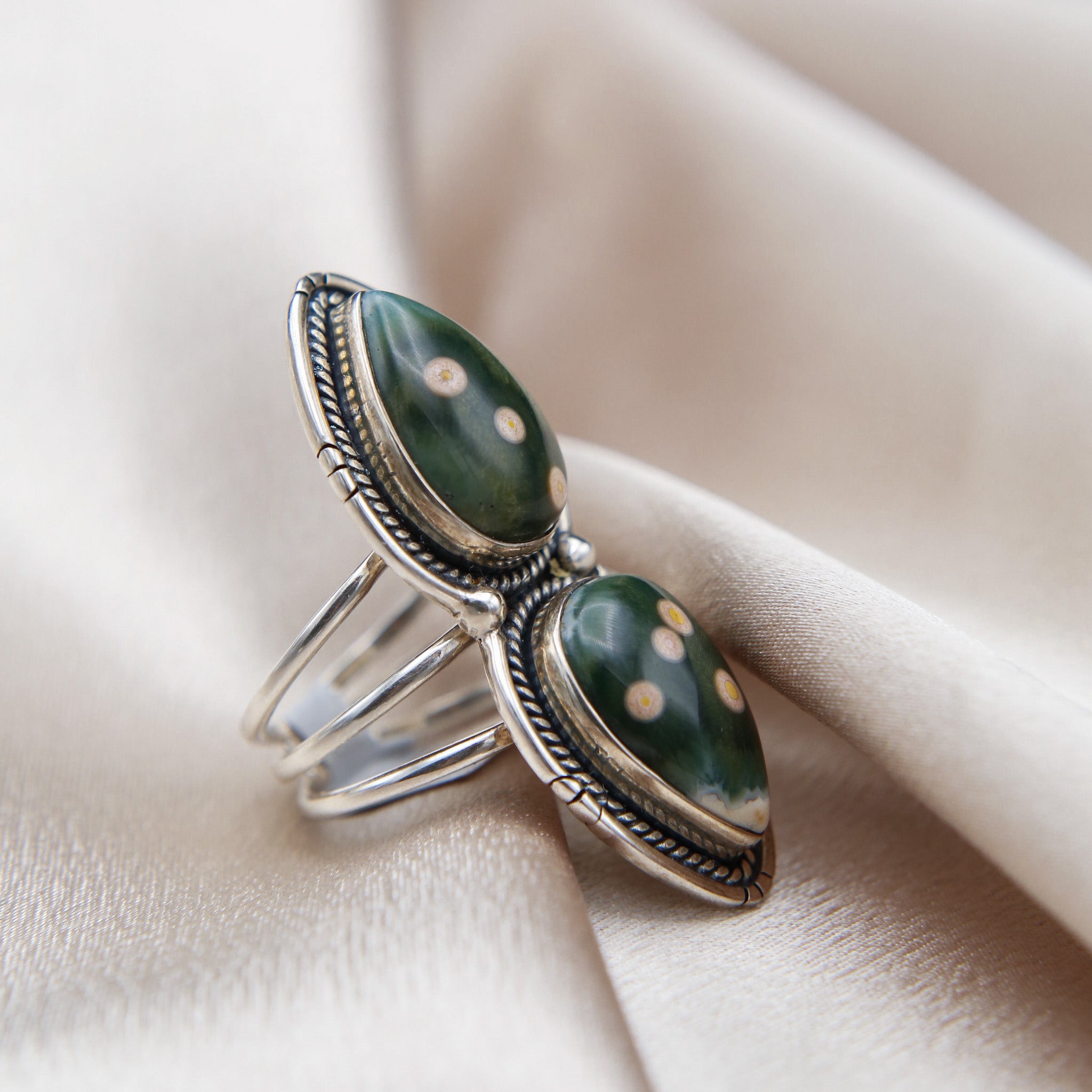 Double Stone Ocean Jasper Ring | Sz 9