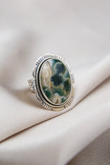 Petal Cut Ocean Jasper Ring | Adjustable