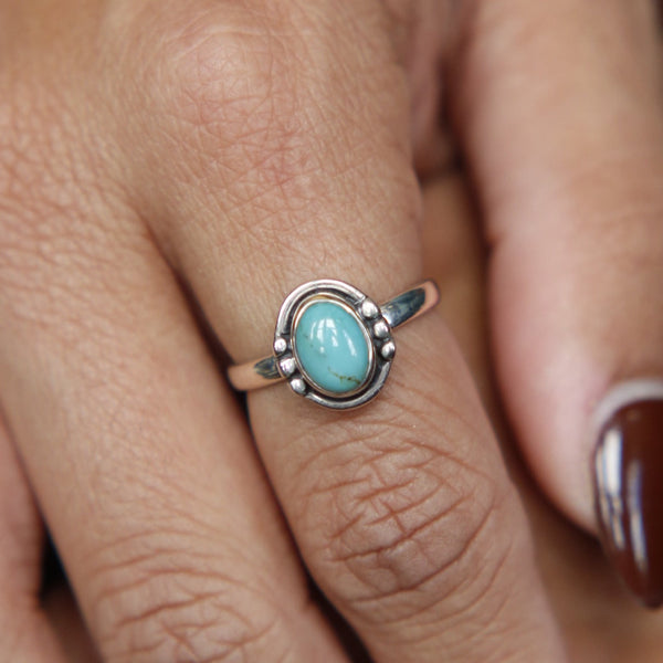 royston turquoise ring, oval halo with dots available at cival collective