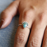 Royston Turquoise Ring | Small Teardrop with Dots