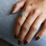 Royston Turquoise Ring | Small Teardrop with Dots