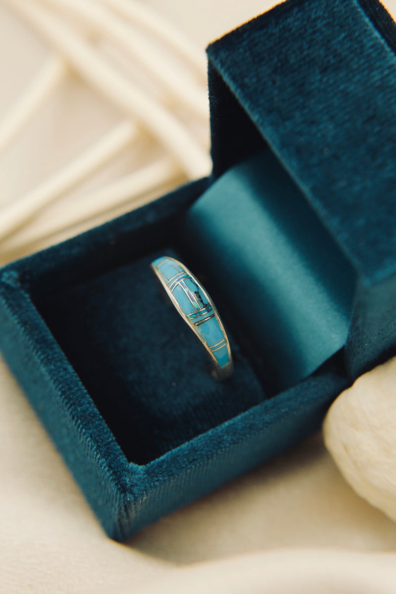 Navajo Turquoise and Opal Inlay Band