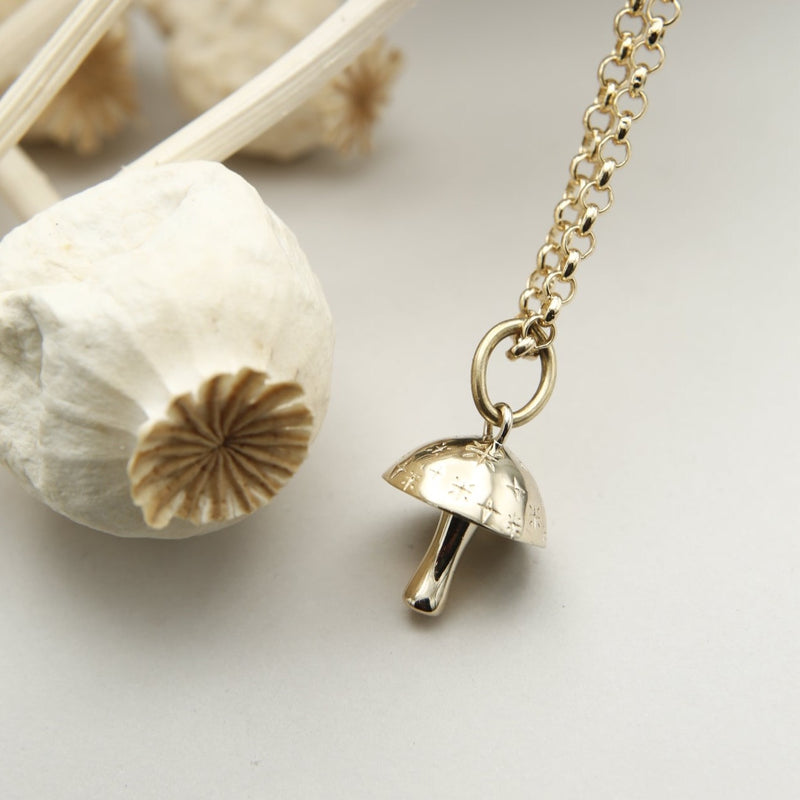 Mushroom Pendant Necklace Gold | HYE STUDIO UK