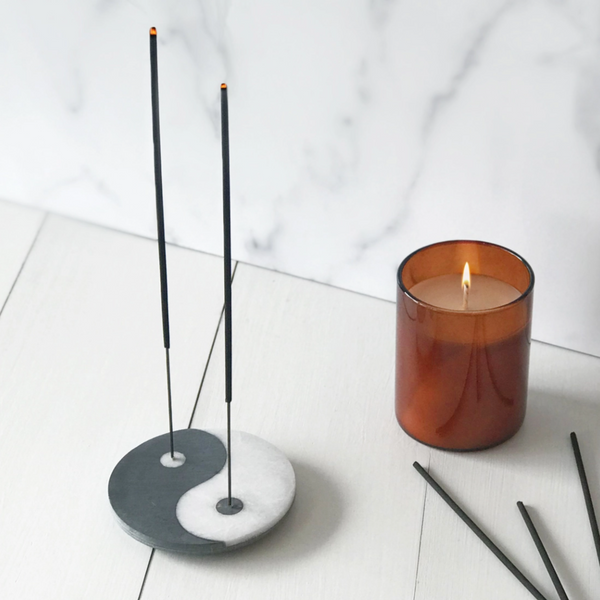 black and white Soapstone yin and yang incense holder, can hold two incense sticks at a time. 