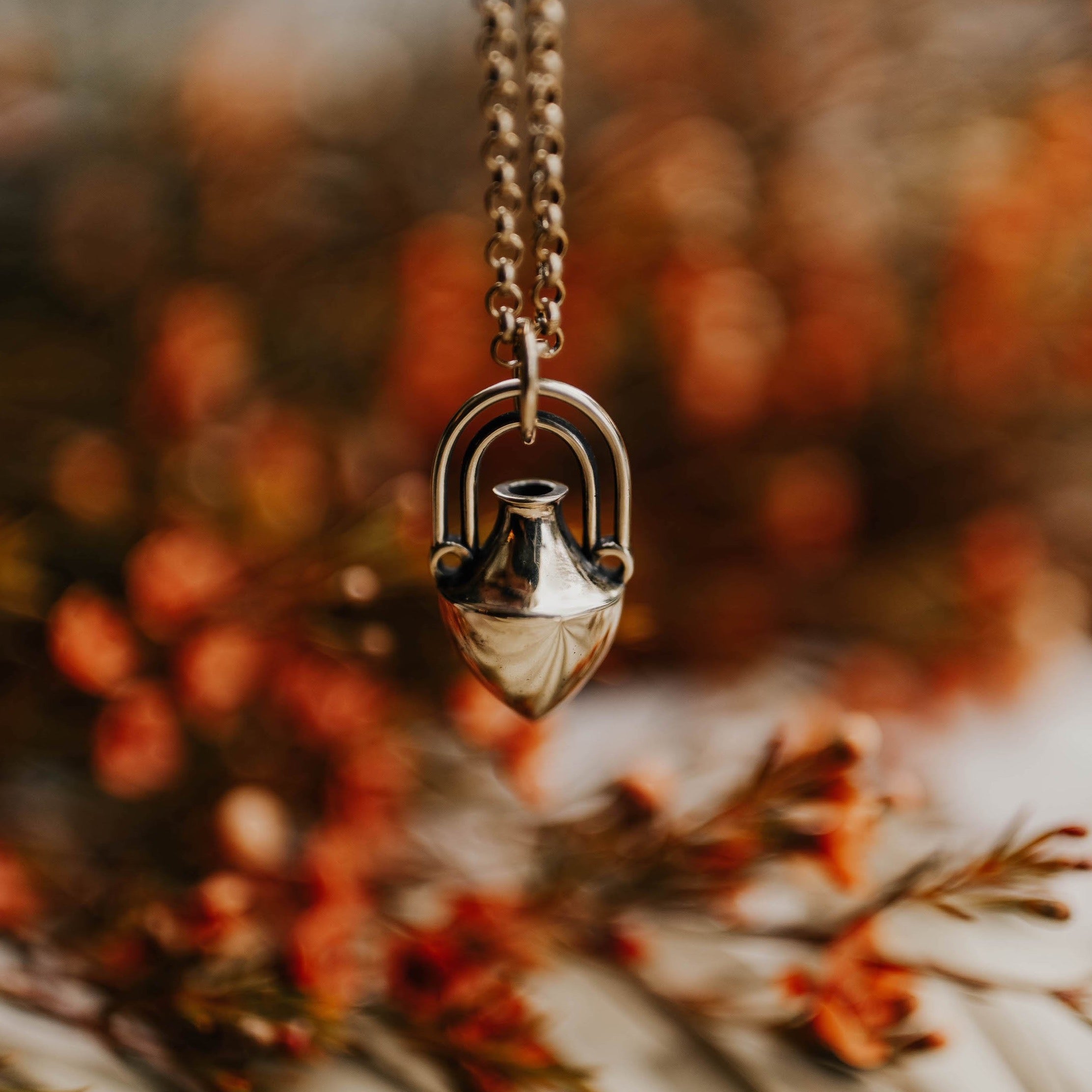 cast brass vessel necklace designed at Cival Collective, Milwaukee