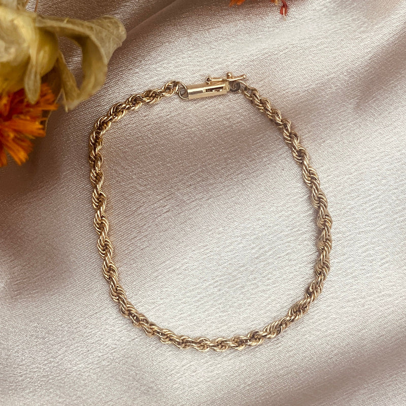 Vintage 14k Rope Chain Bracelet | Sz 7.5"