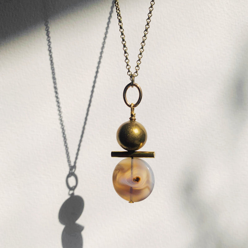 Bamboo agate stone necklace with brass components from Cival Collective, a jewelry store in Milwaukee WI